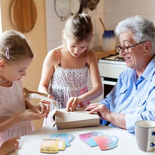 Miniatura 6 de Sinmoe 24 piezas inspiradoras de taza de café con bolígrafo, notas adhesivas de agradecimiento a los empleados, bloc de notas motivacionales, bloc