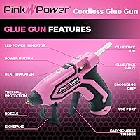 Vista 2 de Pink Power Mini kit de pistola de pegamento caliente inalámbrica con soporte, 20 varillas, funciona con pilas, inalámbrico, calentamiento rápido