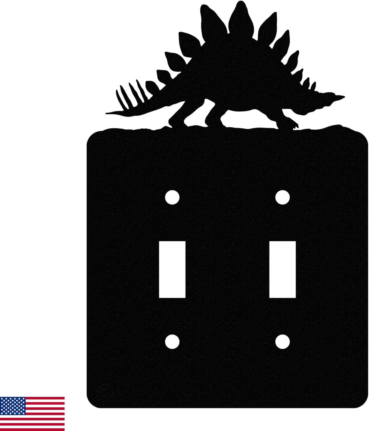 Stegosaurus Dinosaur Double Toggle Light Switch Wall Plate (Double Toggle, Black)