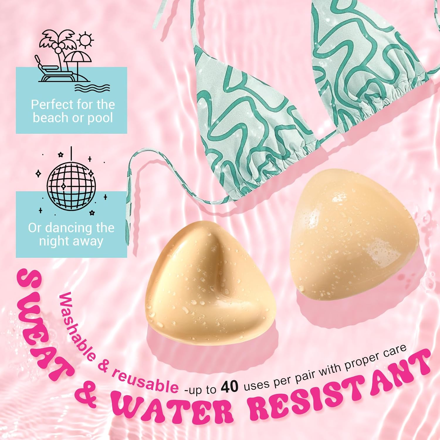 Push Up Sticky Bra Pads Inserts, Double Sided Adhesive Bra Inserts, Bikini Padding Inserts for Sports Bra Swimsuit - Image 6