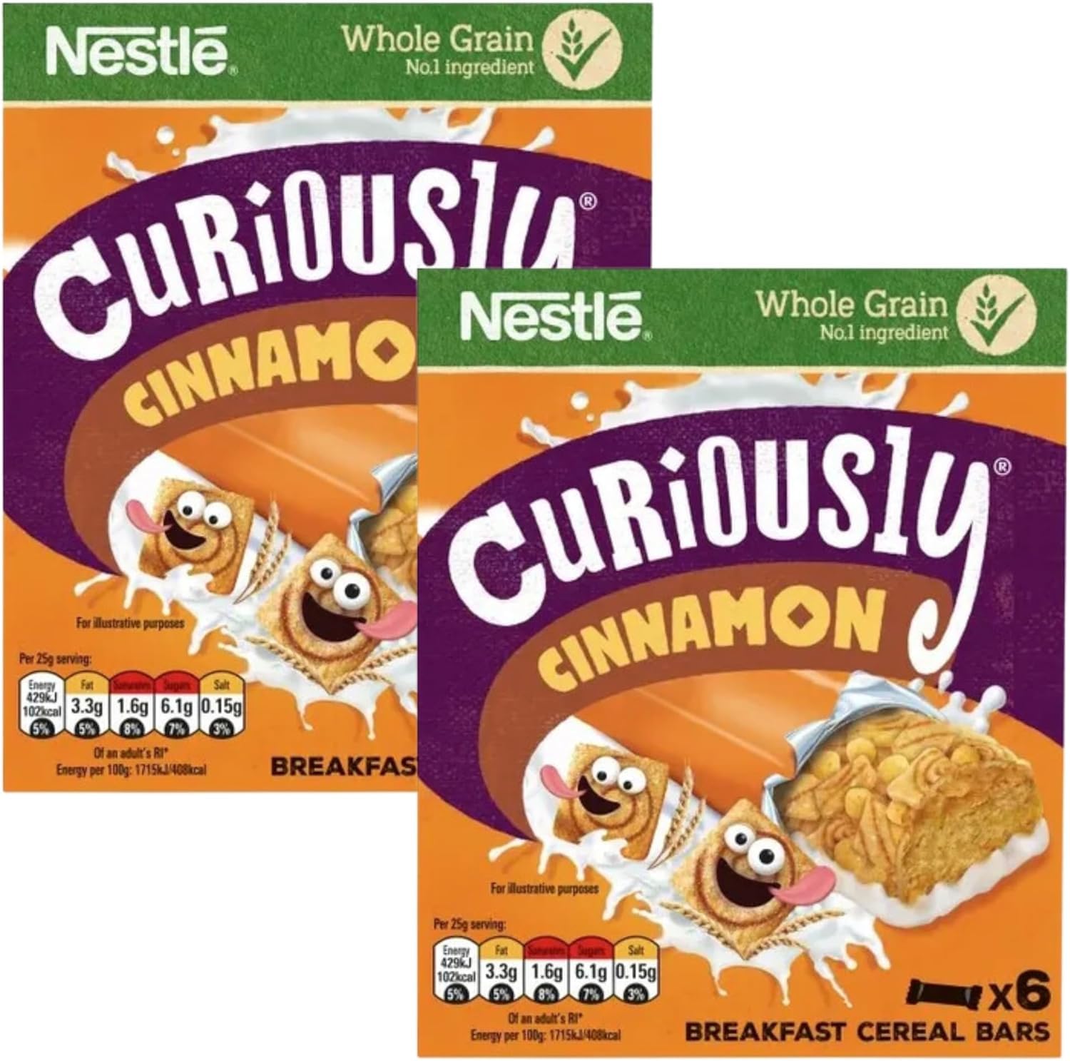Breakfast Bar Bundle With Curiously Cinnamon Cereal Bars 6x25g (2 Pack)