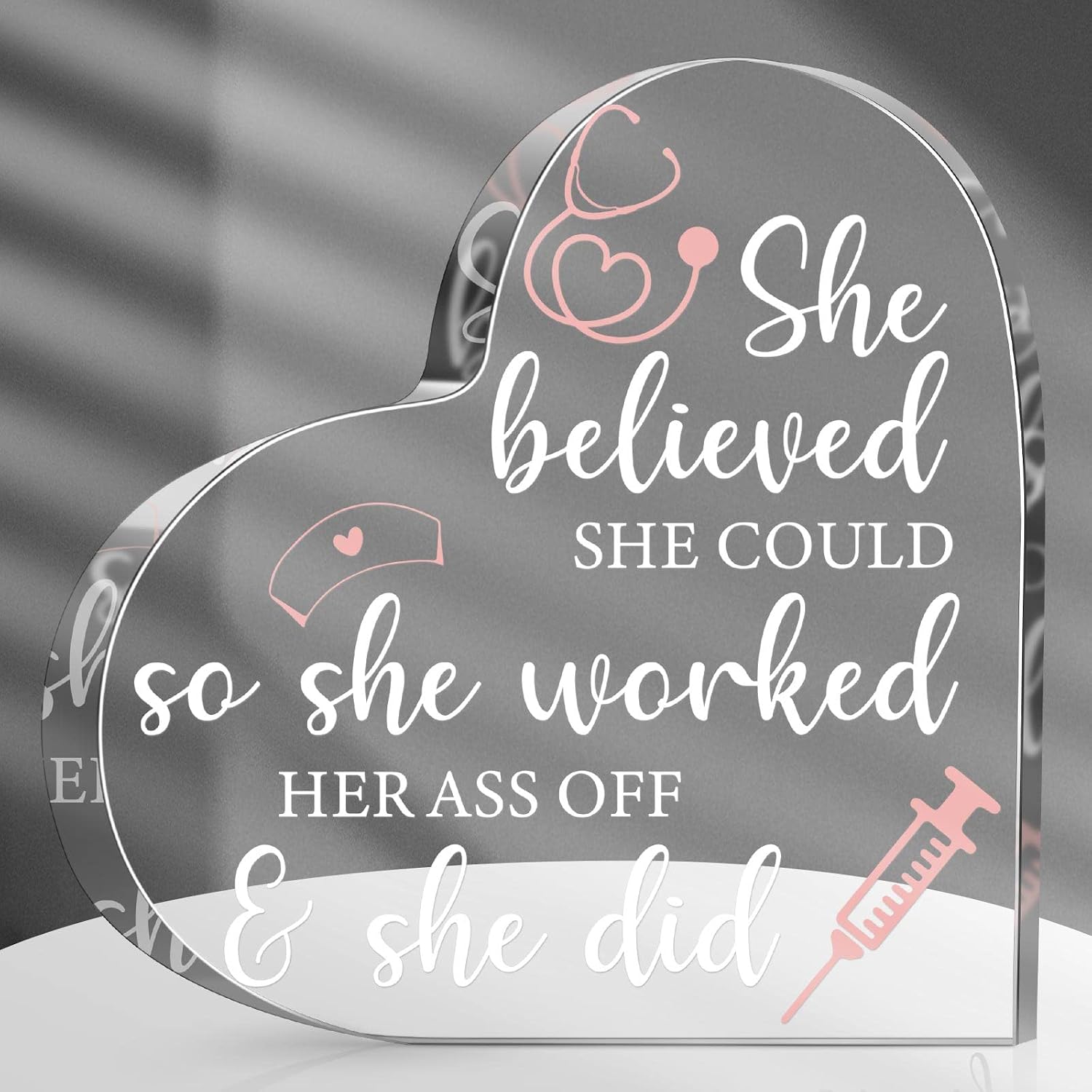 Nurse Appreciation for RN Nurses,Women Nurses Week, Day Gift Crystal Table Centerpieces Nursing Keepsakes Paperweight for Doctor School Decor (6 x 6 x 0.6 Inch)