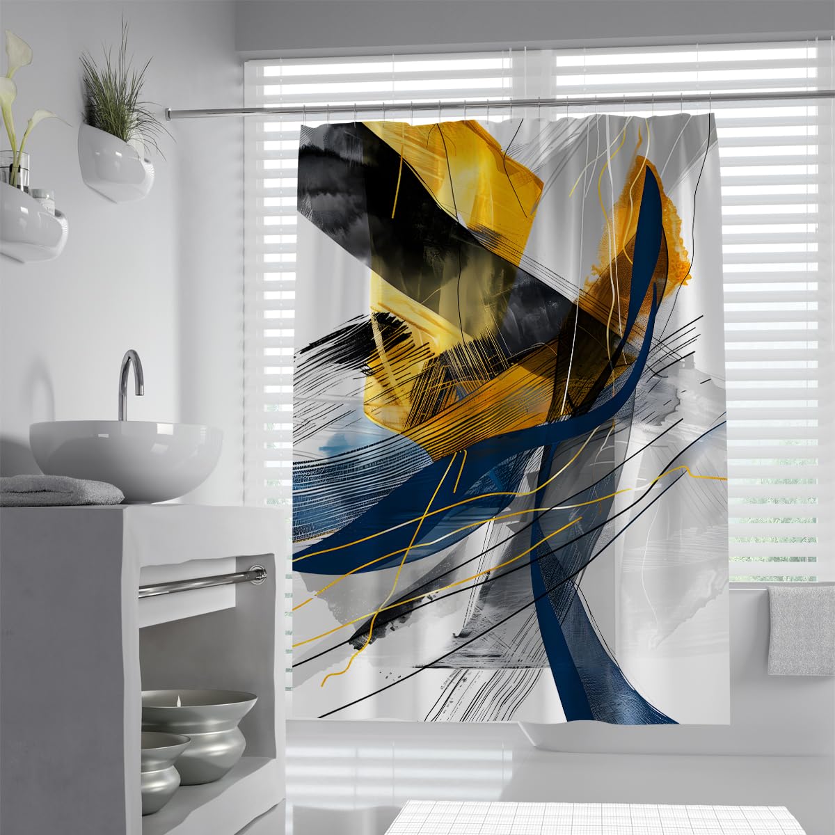 Zasłony prysznicowe wystrój łazienki nowoczesne linie pędzla W150 x szer. 200 cm