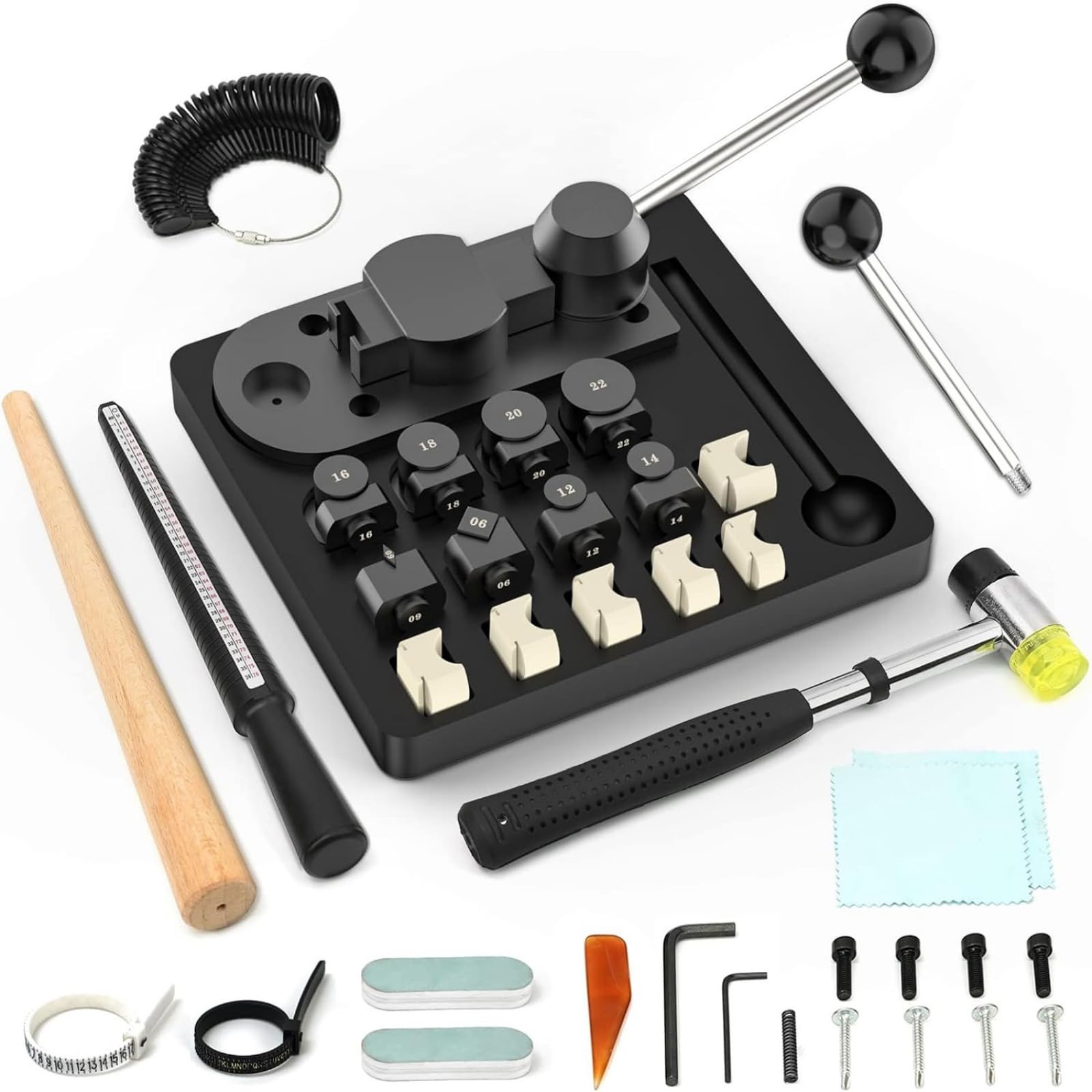 TISHITA Schmuck Formmaschine Schmuckbandbieger Ringbieger Formwerkzeug Satz mit Nylon Einsätzen Metallkörper Kunststoffteile für Werkbank Schmuckherstellung Reparatur, Amerikanische Größe