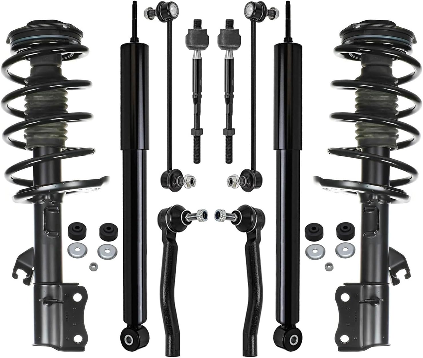 Detroit Axle 10‑piece Suspension Kit for 2014–2016 Nissan Sentra (Struts Shocks Sway Links Tie Rods)