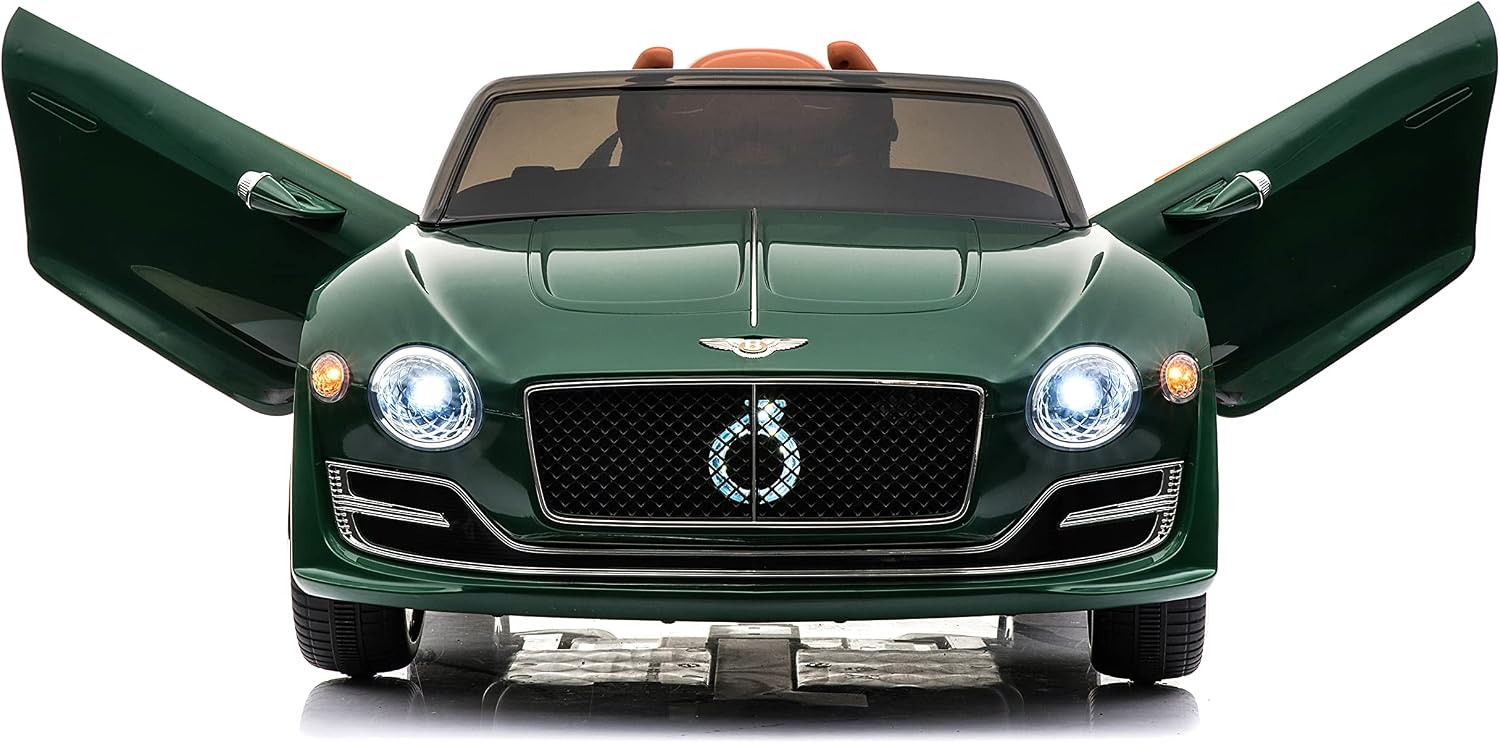Rock Wheels Licensed Bentley EXP12 Kids Ride on Toy Car, 12V Battery Powered Children Electric 4 Wheels w/ Parent Remote Control, Foot Pedal, 2 Speeds, Music, Aux, LED Headlights (Green)
