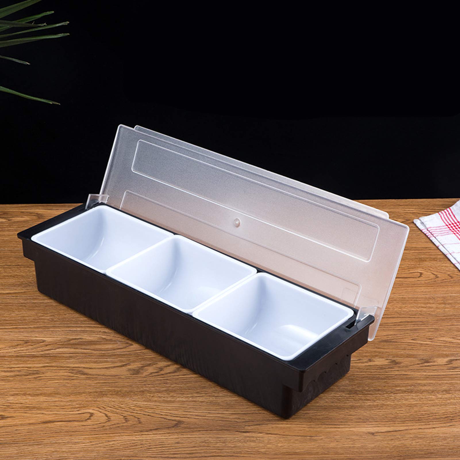 Contenitore Per Condimento Con Coperchio Contenitore Per Condimento Per Bar Porta Condimento Contenitore Per Frutta dispenser Accessori Per Negozio di Tè Al Latte(Tre Griglie)
