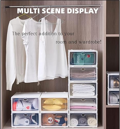 Miniatura 2 de 20 cajas de almacenamiento de zapatos plegables de plástico transparente para el hogar, organizador de zapatos apilable, organizador de zapatos de