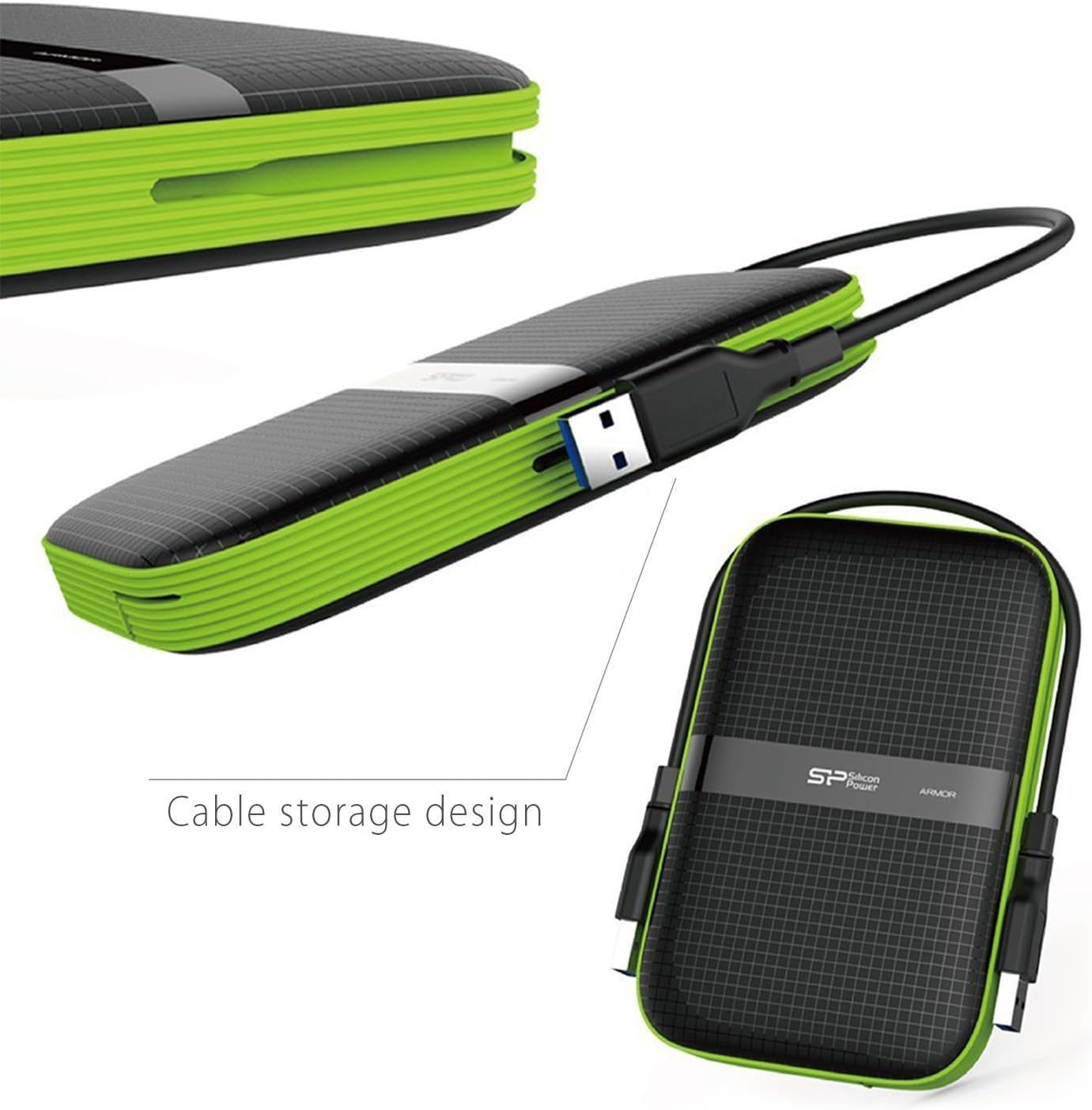 SP Silicon Power 2TB Rugged Portable External Hard Drive Armor A60 Shockproof USB 3.1 Gen1 for PC Mac Xbox and PS4 Black : Electronics