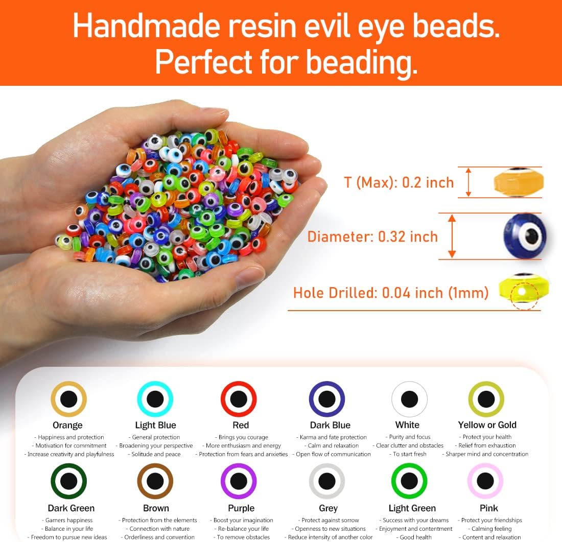 Evil Eye Beads, Beads for Jewelry Making, Beads for Bracelets Making, Beading Supplies for Jewelry Making (300 Pcs Mixed Color Evil Eye Beads in Small Plastic Box)