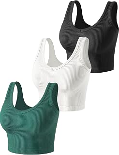 3 Pieces Womens Tank Tops Cute Sexy Going Out Ribbed Summer Tops Black White Crop Tops for Women