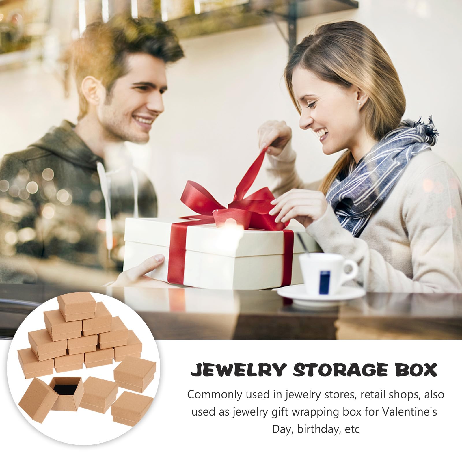 Beavorty Coffrets à Bijoux Protection Sûre Lot de 50 en Carton Marron, Boîte de Rangement Élégante pour Boucles D’Oreilles et Pendentifs pour Bijouteries