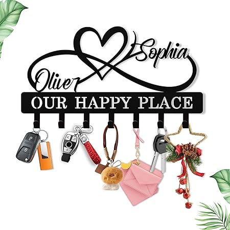 Amazon.com: Syneiro Personalized Key Holder Wall Mount with Couple's ...