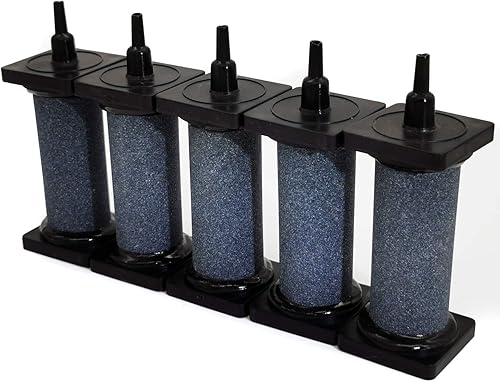 Miniatura 3 de ALEGI Acuario Air Stone Cilindro Bubbler con escudo plástico para hidropónico, tanque de peces (A3080 5pcs)