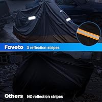 Vista 5 de Favoto - Funda impermeable para moto, universal, tela Oxford, orificio de seguridad, 3 bandas reflectantes, hebillas, bolsa de transporte, protege