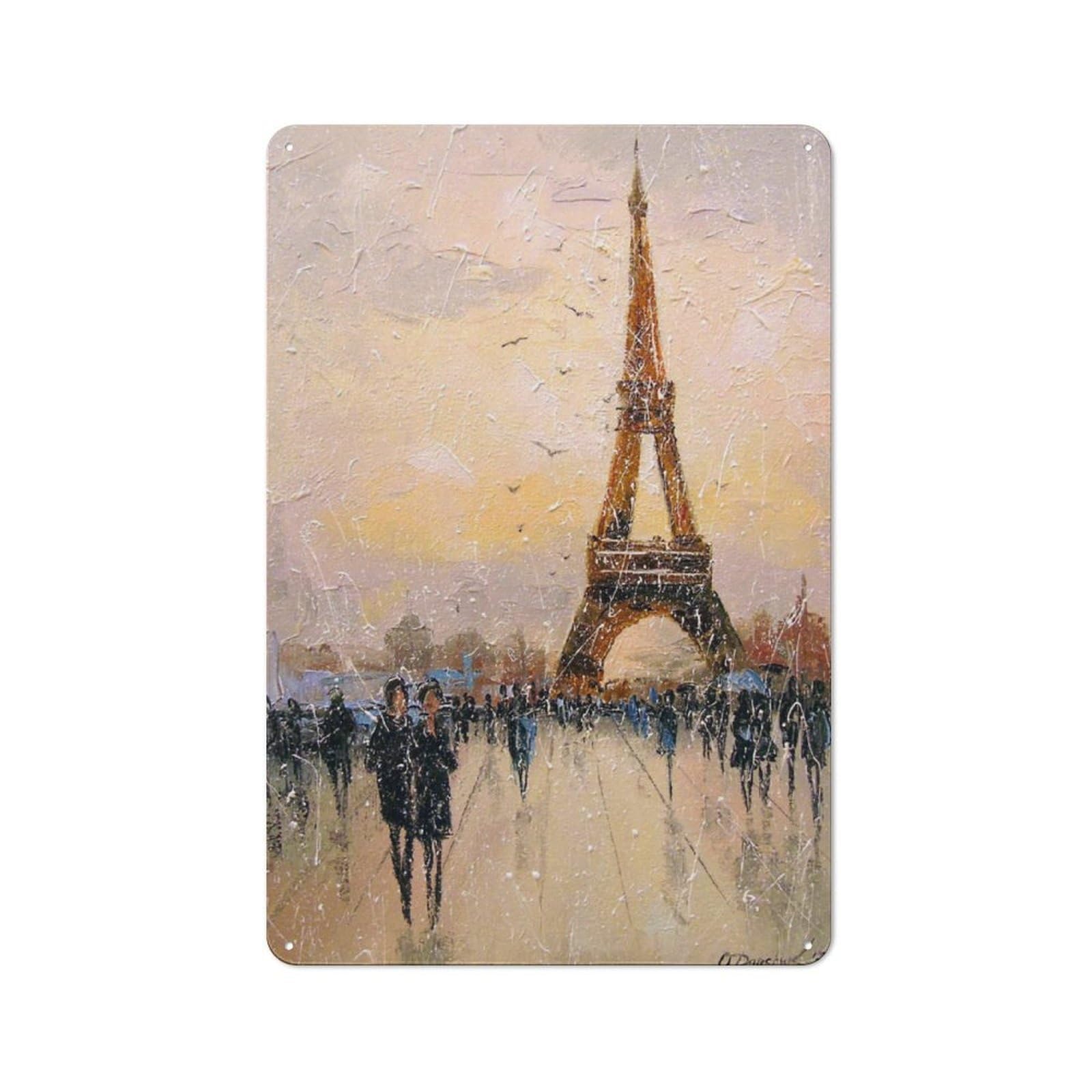 Junmoney In Paris Metal Plaque 30X20cm With For Pub Or Café, Rustic Decor, For Garage, Workshop And Man Cave Decoration