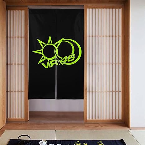 Amazon ドアカーテン のれん 玄関カーテン バレンティーノ ロッシ Vr46 遮熱カーテン 間仕切りカーテン 布製カーテン 目隠しドアカーテン ロング 暖簾 シェードカーテン 断熱遮光カーテン 防炎 洗える 取付簡単おしゃれ 廊下 リビング階段や玄間の ドア ベランダ 玄関