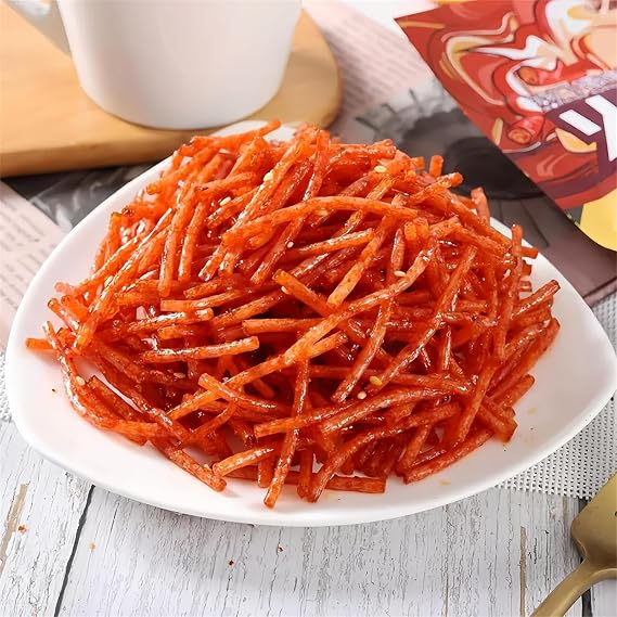 MKSDDF-108g Latiao Chinese Spicy Sticks Chinese Food Latio Spicy Strips Spicy Sticks Chinese Snacks-Office Snacks Casual Snacks Party Snacks (Spicy shreds*108g)