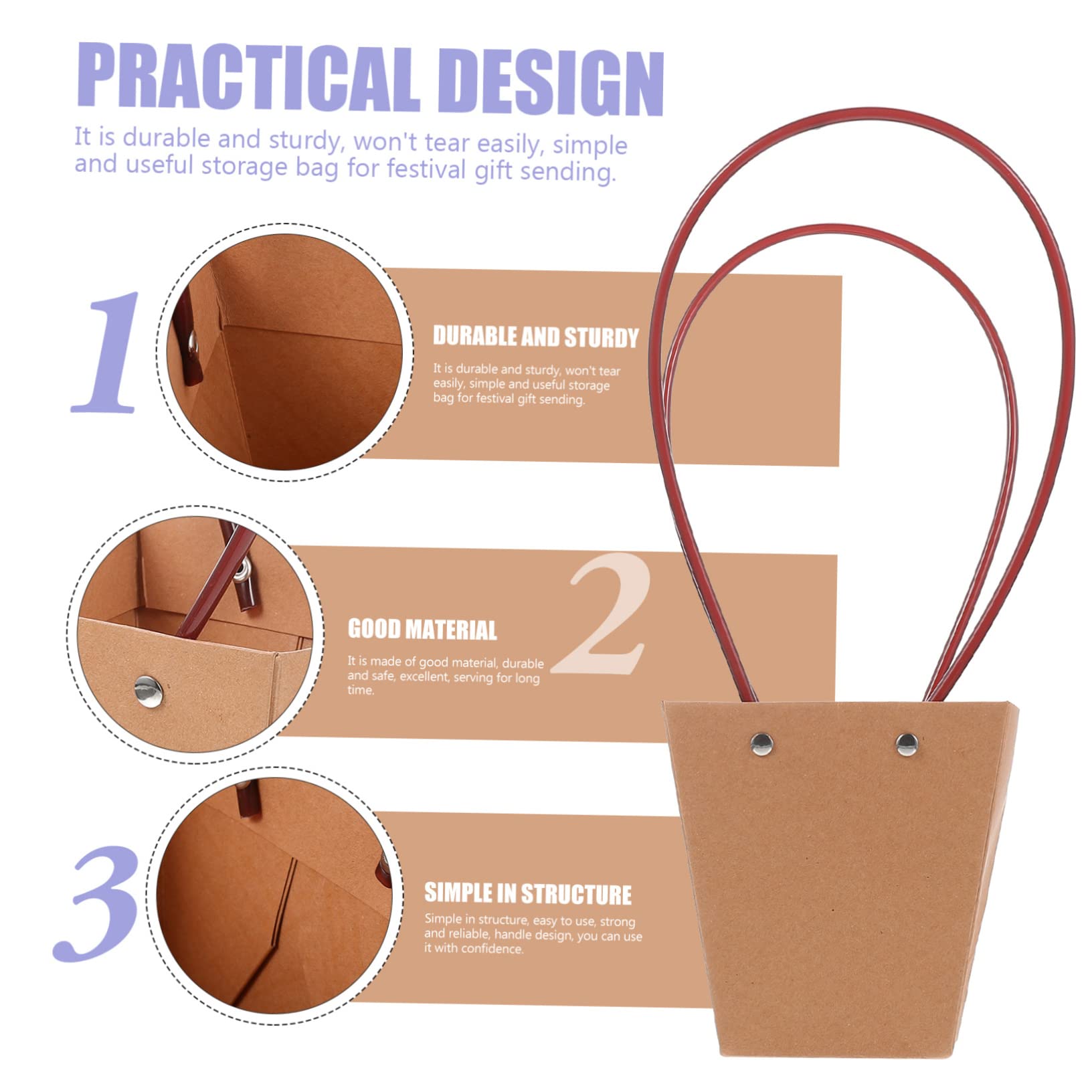 UTHCLO 10piezas Bolsa de Papel Kraft Gruesa para Dulces Bolsa Práctica para Flores Portátil Suministros para Flores para Envolver Regalos para Fiestas