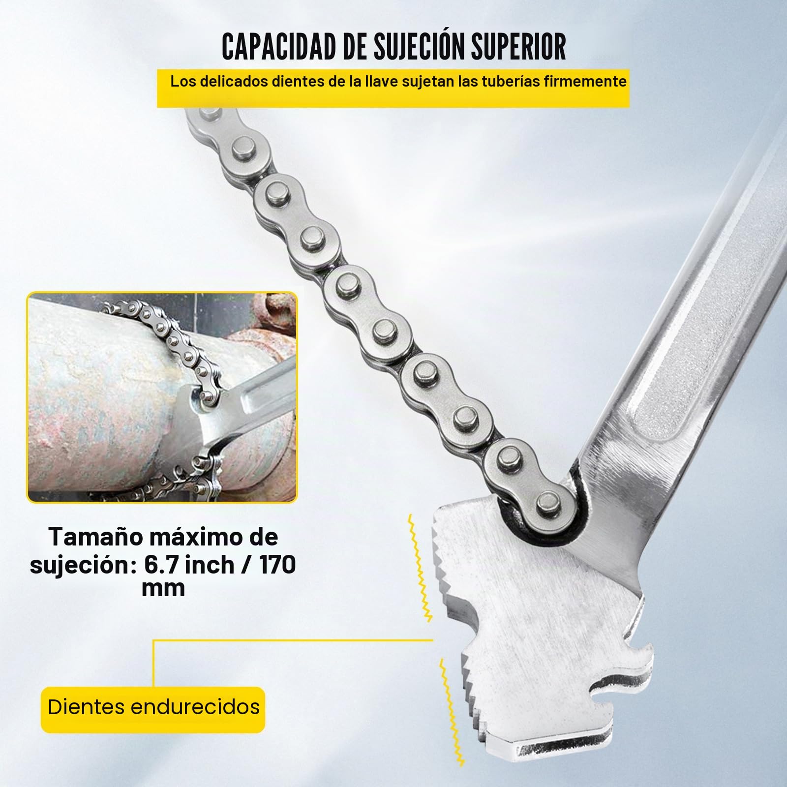 VEVOR Llave de cadena con mango de 610 mm cadena de 560 mm llave para tubos de acero al carbono adecuada para reparación de tanques de gasolina fontanería doméstica mantenimiento de vehículos
