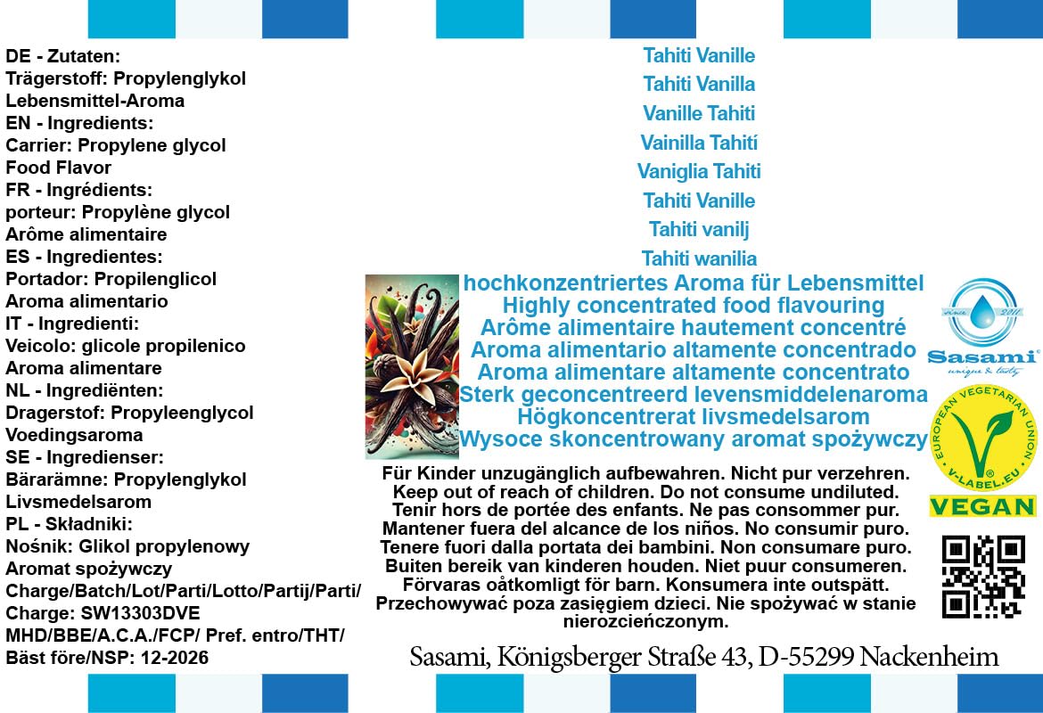 Tahiti wanilia aromat koncentrat – Wegański – Sasami – 100ml