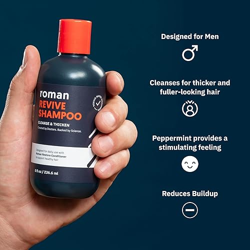 Miniatura 5 de Roman Champú y acondicionador restaurador Revive para hombre  Exfolia, aclara, fortalece y humedece para un cabello de aspecto más grueso, hecho sin