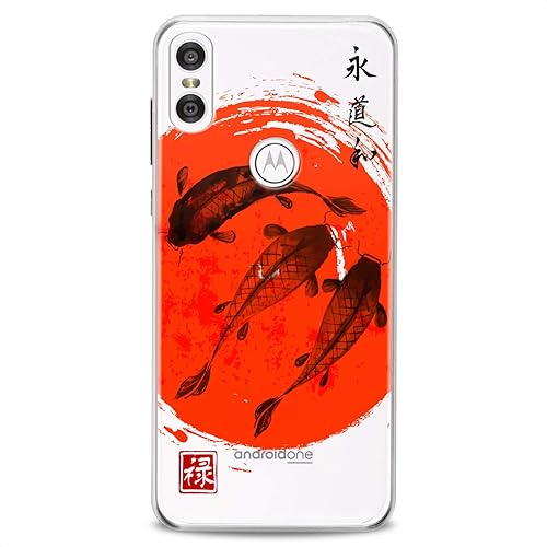 Cavka Funda de TPU compatible con Motorola G9 G8 Plus G7 E20 P40 Z4 Edge 20 G22 Stylus Koi Fish Flexible Silicona Río Suave Diseño Lago Japón Rojo
