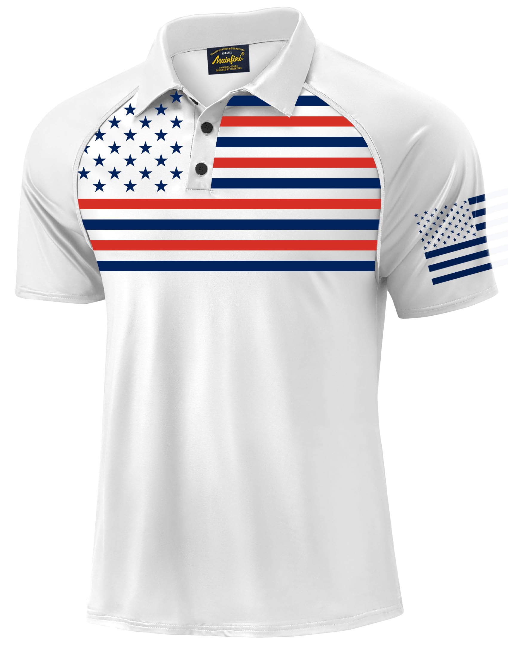 Mainfini Men's Patriotic Polo Stretch UPF 50+ Raglan American Golf Shirts