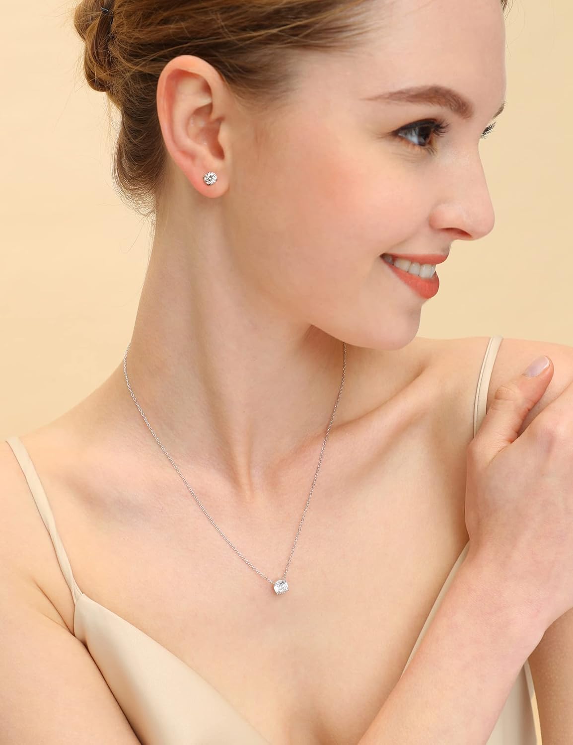 EAMTI 1 Carat 925 Sterling Silver Cubic Zirconia Stud Earrings for Women Round Cut CZ Stud Small Cute Earrings Hypoallergenic (1ct-circular cut) - Image 7