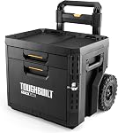 ToughBuilt StackTech 2 Drawer Locking Box, Heavy-Duty Portable Tool Chest, 240 lb Capacity - Stackable Toolbox Storage Organizer with Dividers, & Auto-Latching Drawer