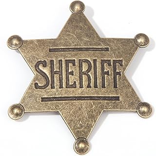 Vintage Sheriff Badge Metal Police Badge - Old Western Cowboy Cop Star Badge Gifts - West Style Costume Cosplay Prop Accessories