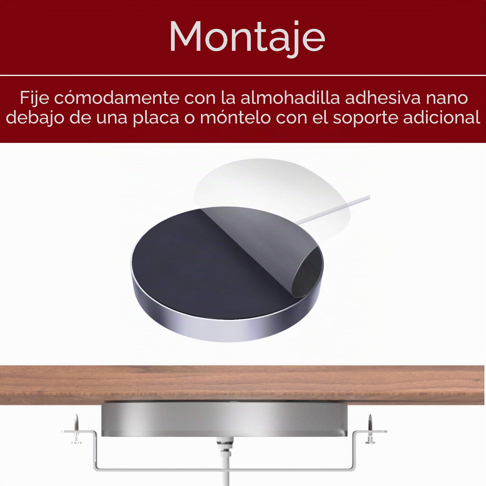 Kalb | 12 VDC QI Base e instalación Cargador Inalambrico Gris, Carga Inalambrica Distancia 3-18 mm Smart Wireless