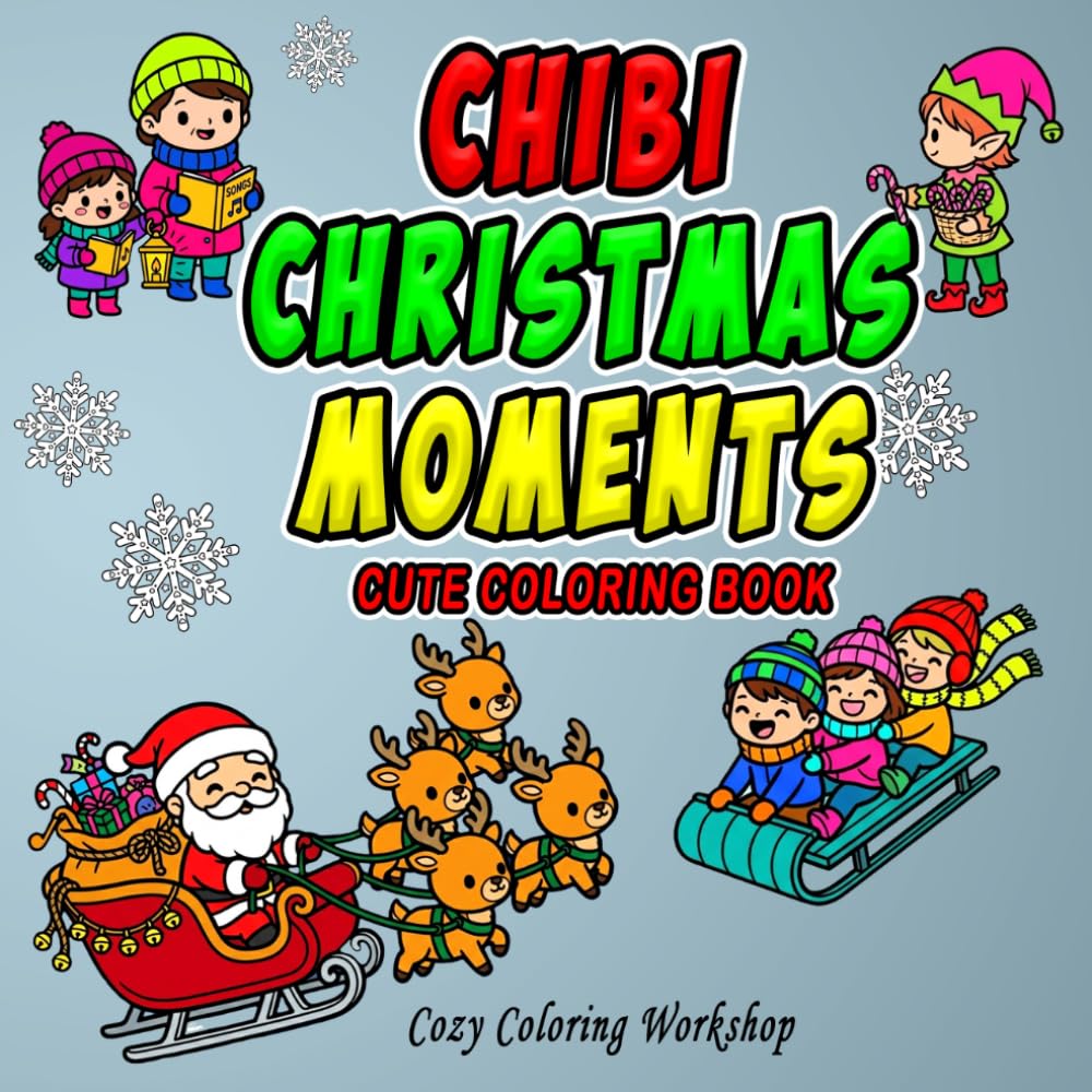 Chibi Christmas Moments Cute Coloring Book: Relaxing Christmas Coloring Pages for Adults & Teens | 40 Adorable Kawaii Scenes of Festive Family Moments (Cute & Bold Chibi Coloring Books)