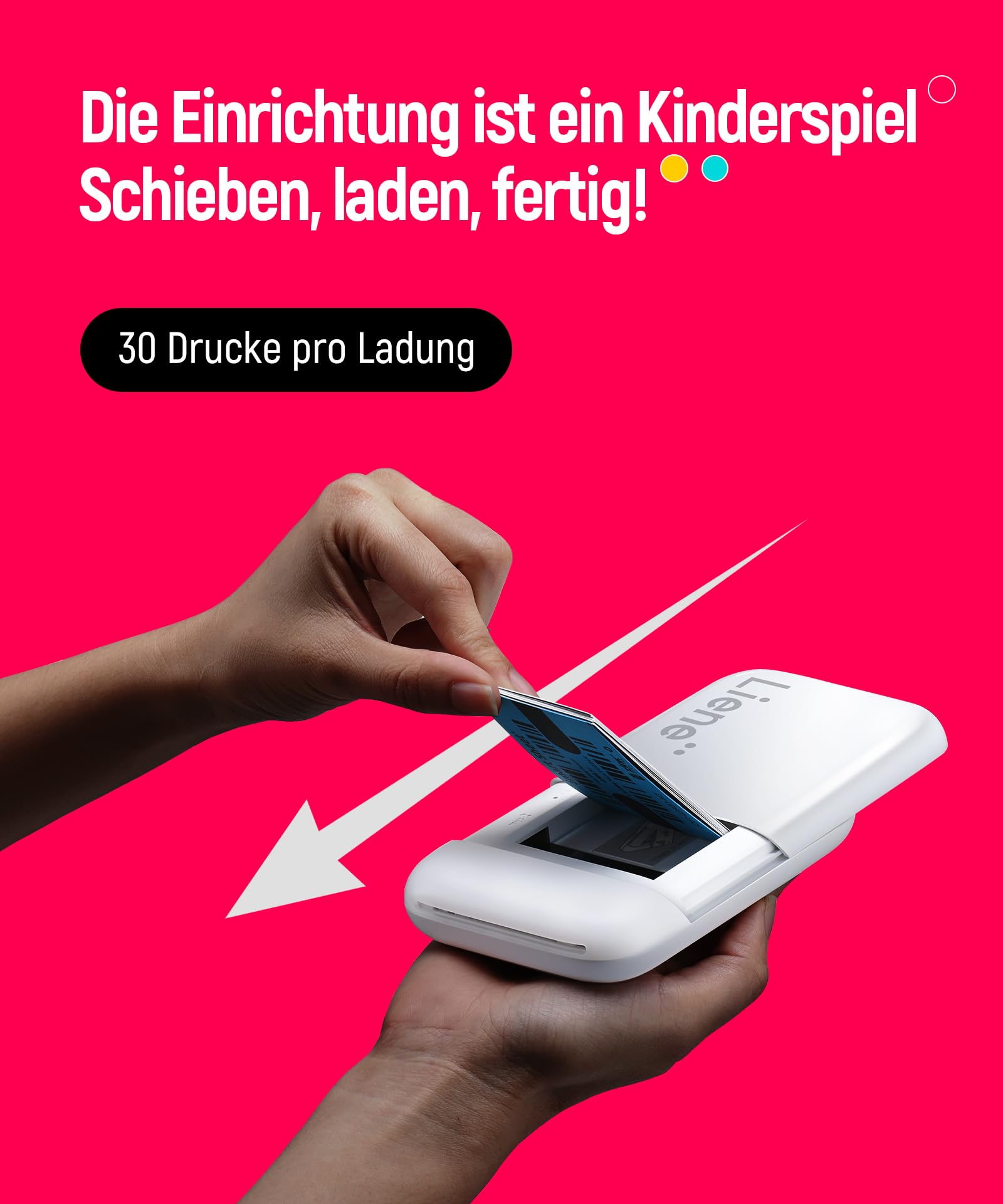 Liene Pearl K100 Mini Fotodrucker 300DPI Bluetooth Sofortbilddrucker für Smartphone mit Zink-Fotopapier