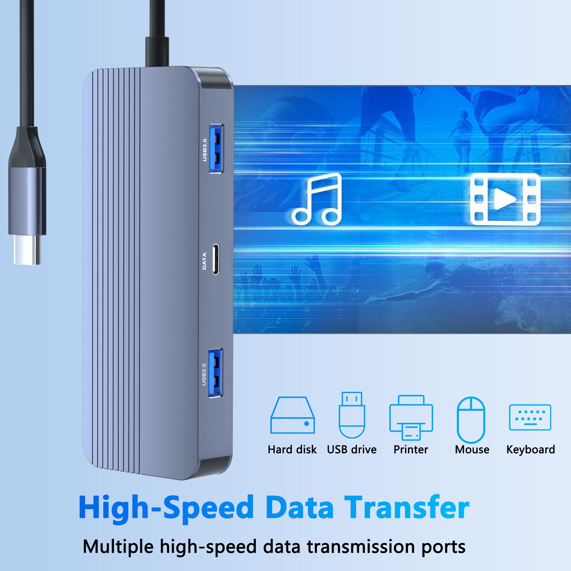 Podwójna stacja dokująca USB C HDMI, 4K @ 60 Hz 8 w 1, podwójny monitor do laptopa Mac/Dell/HP, rozdzielacz HDMI do dwóch monitorów, podwójny adapter HDTV USB C Hub