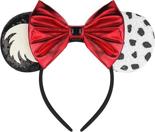 Miniatura 187 de FANYITY Orejas de ratón, diadema de orejas de ratón con lentejuelas para niñas y mujeres (HHD) Hhd,BD,Bf,Cumpleaños oso rosa,Negro,Orejas de gato