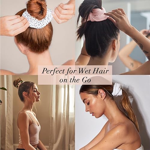 Miniatura 5 de Kitsch Toalla de microfibra para el cabello, coleteros suaves y grandes para mujeres y niñas, toallas para secar el cabello, bandas elásticas para