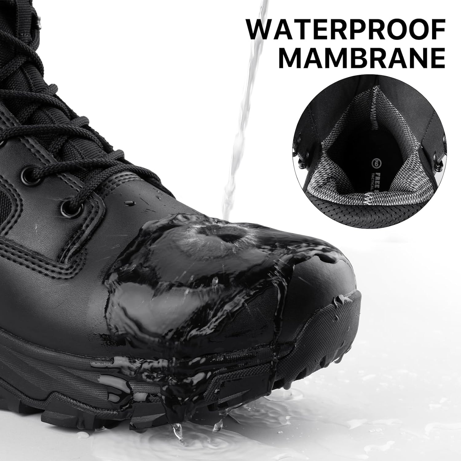 FREE SOLDIER Men's Tactical Boots 8 Inches Military Lightweight Durable Hiking Motorcycle Combat Waterproof Boots - Image 5