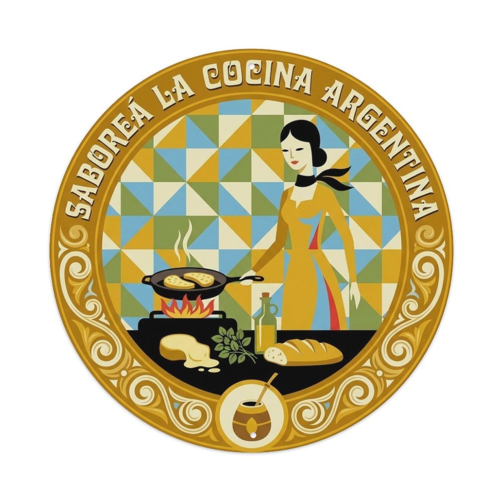 Argentine Cuisine Provoleta Culinary Travel Food Metal Tin Sign