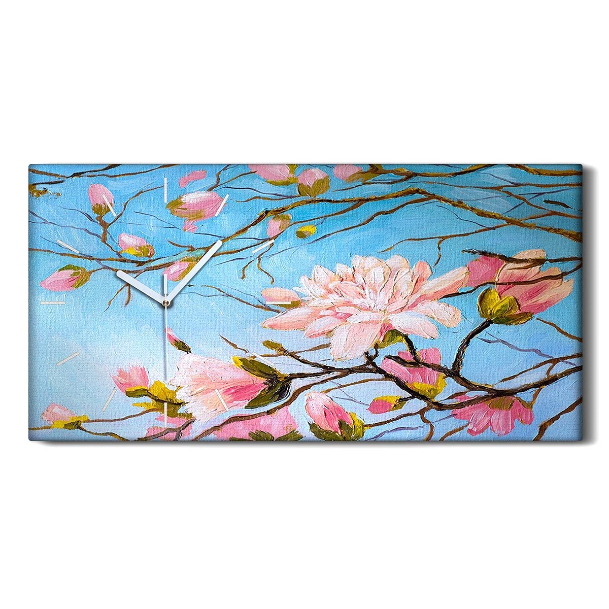Horloge Toile Coloray 60x30cm Art Moderne Salon Mains Blanches Chic