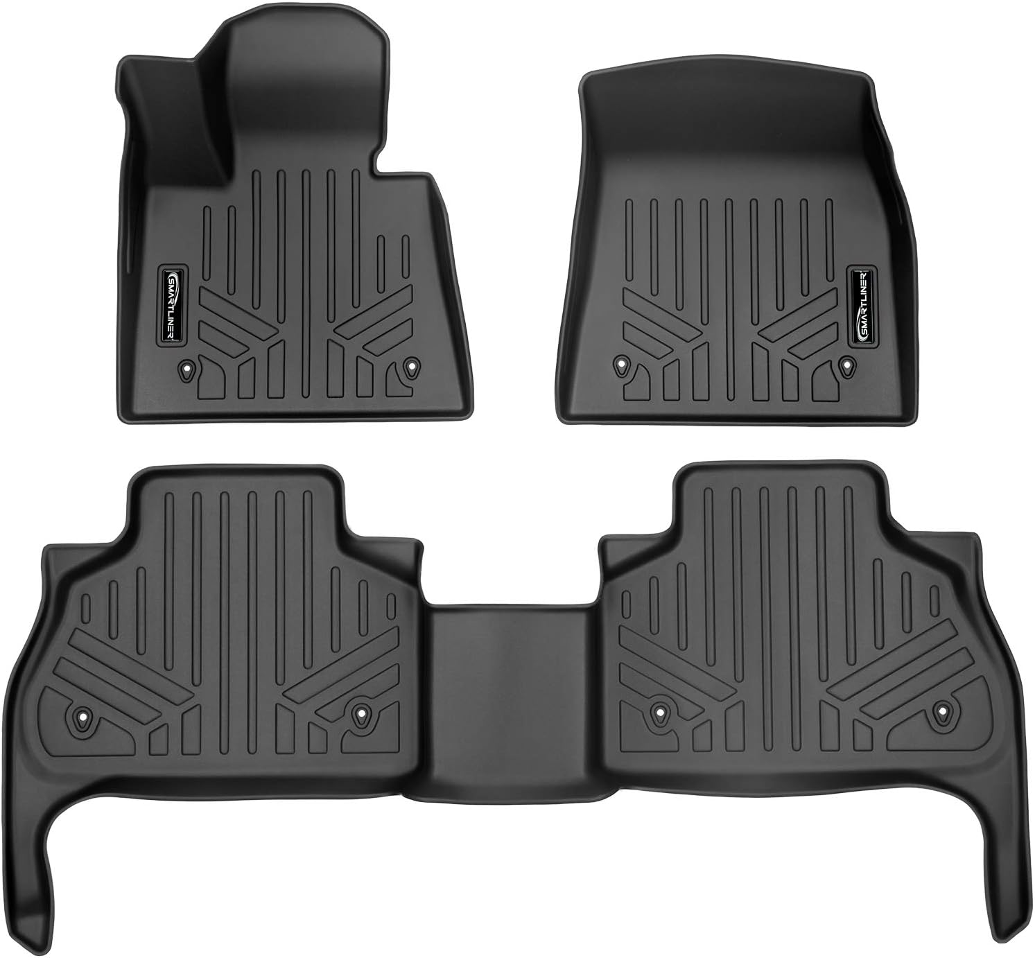 SMARTLINER SA0420/B0420 Custom Fit Floor Mats 2 Row Liner Set Black