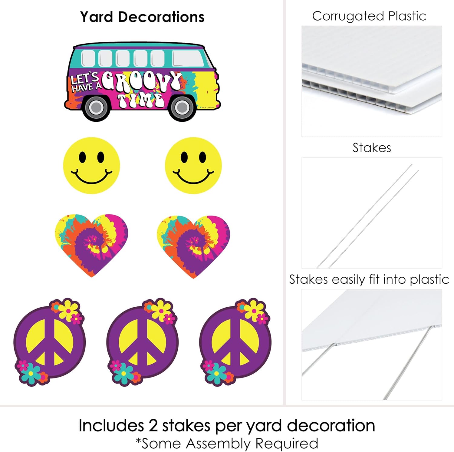 Big Dot of Happiness 60's Hippie - Yard Sign & Outdoor Lawn Decorations - 1960s Groovy Party Yard Signs - Set of 8