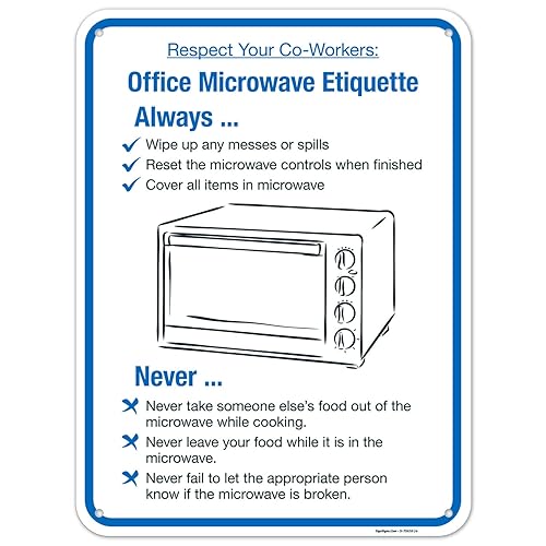 Miniatura 9 de Letrero de etiqueta para microondas de oficina, 10 x 7 pulgadas, vinilo de 4 mil, resistente a la intemperie, fabricado en Estados Unidos por Sigo