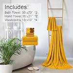 8-Piece Yellow Bath Towels Set,2 Oversized Large Bath Towels Sheet,2 Hand Towels and 4 Washcloths - 600 GSM Soft Luxury Towel Set,Highly Absorbent Quick Dry Towel for Bathroom,Hotel and Spa