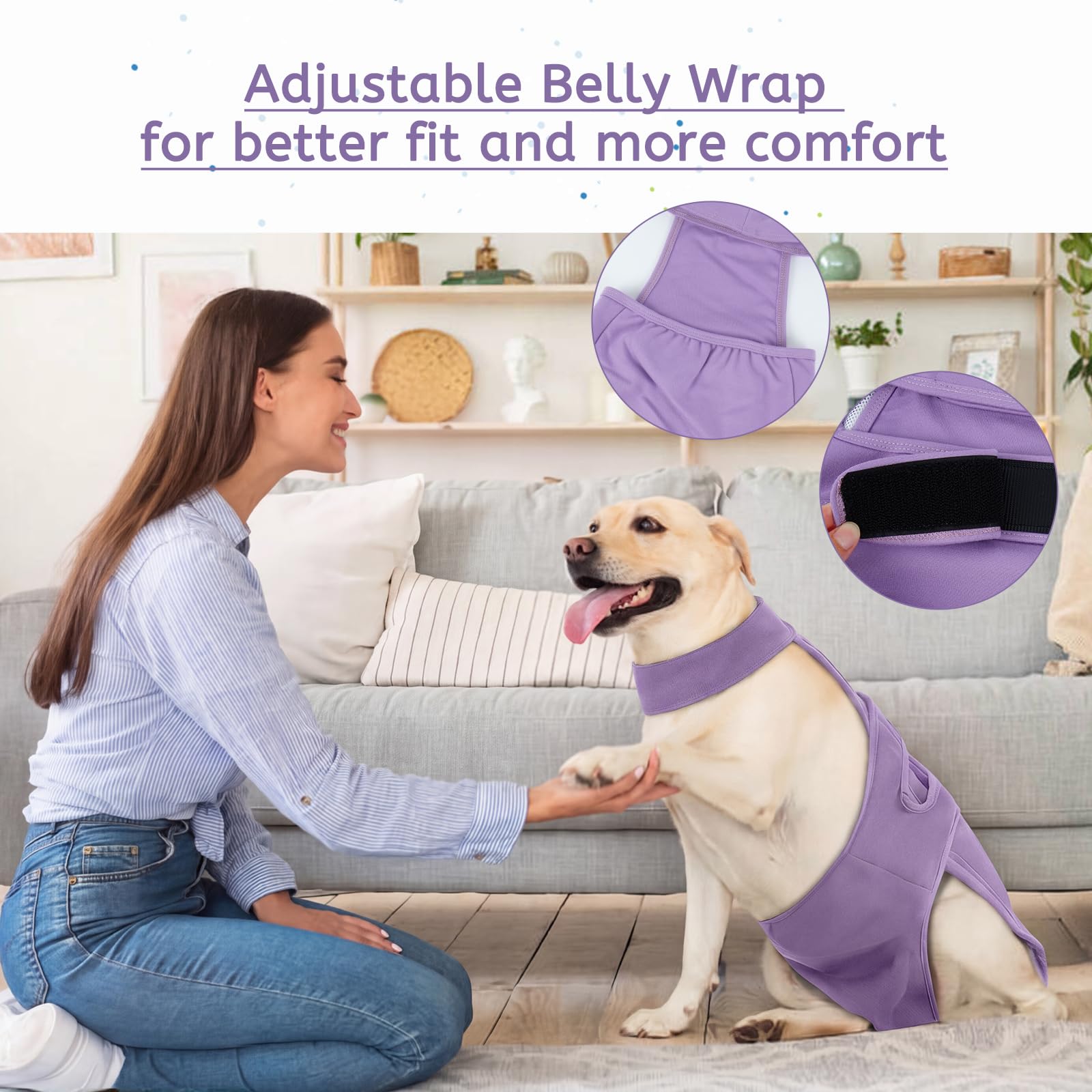 Pañales para perras, reutilizables, lavables, con tirantes, ajustables, antiacoso, para incontinencia, ciclos de calor o perros mayores (XS-XL)
