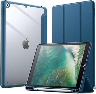 JETech Case for iPad 9.7-Inch (6th/5th Generation, 2018/2017) with Pencil Holder, Clear Transparent Back Shell Slim Stand Shockproof Tablet Cover, Auto Wake/Sleep (Teal)