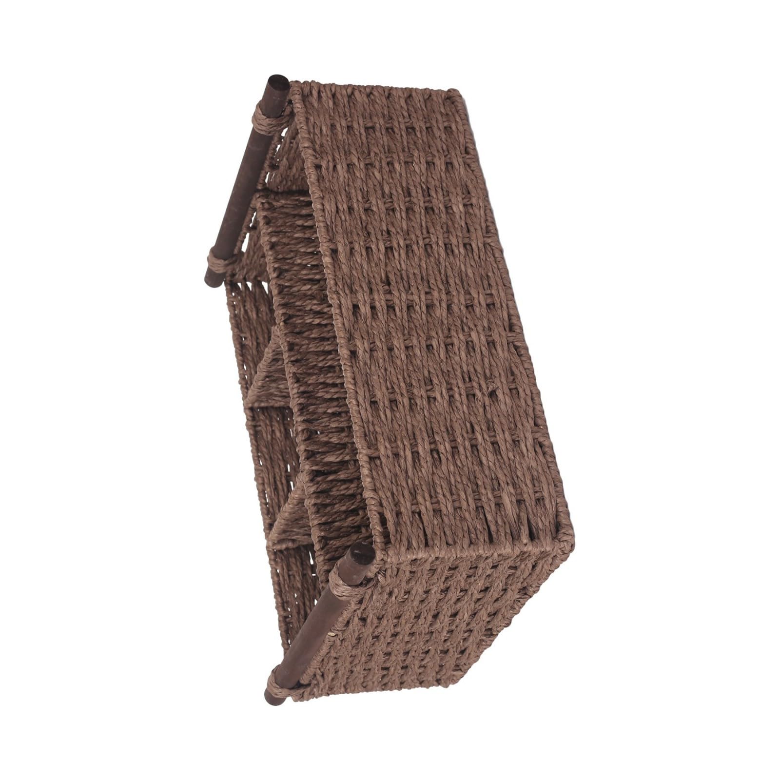 Zxfdsfdbnm Practical Large Capacity Storage Bin Woven Paper Container with Wooden Grip Ideal for Books Blankets Household Items Interlaced Storage Basket