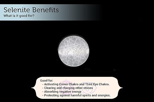 Miniatura 5 de SOUL STICKS Placa de carga redonda de cristal de selenita para manchas, curación y recarga de cristales Estación de carga de cristal pulido de