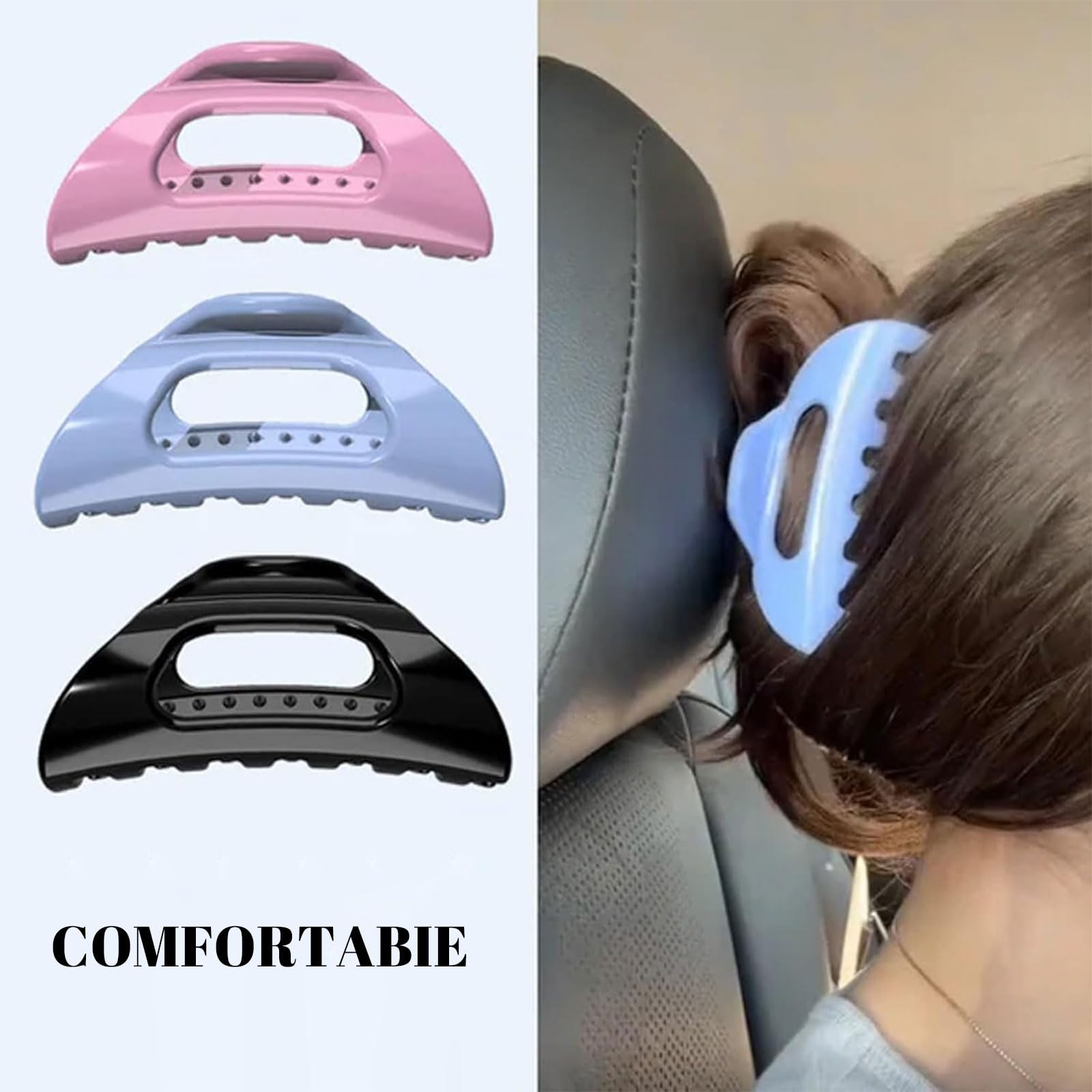 Muorruo 3 Piece Cozy Clips, ultra-soft and flexible claw clip - Image 4