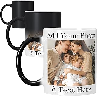 Custom Magic Coffee Mug, Personalised Cup with Photo Text,Heat & Color Changing,Photos & Text on Both Sides.Ideal Novelty Gifts for Family & Friends on Birthdays,Christmas.Perfect for Office,Home Use